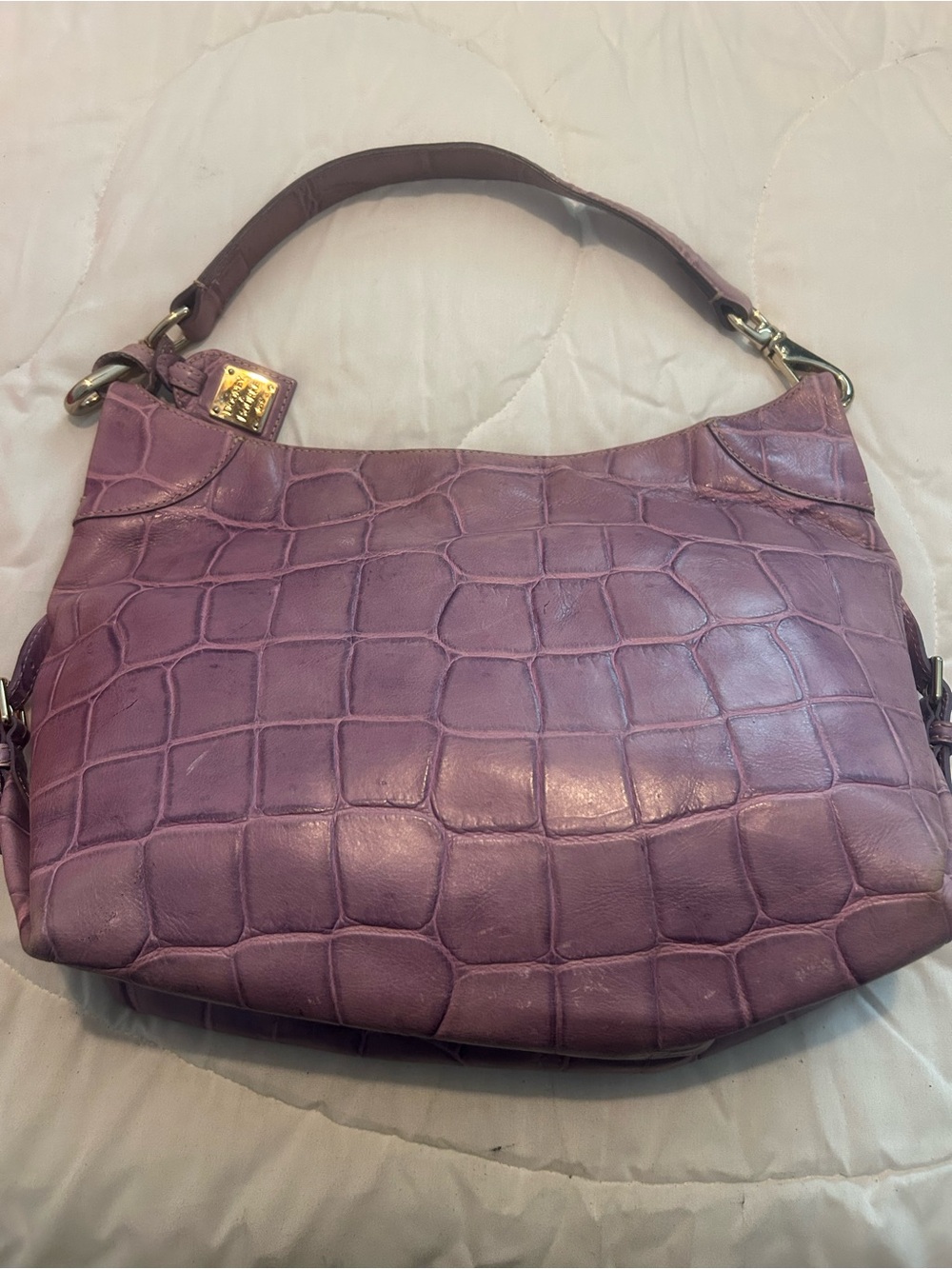 Dooney & Bourke Purple Croc-Embossed Shoulder Bag